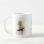 フクロウ絵を描マグの水色 コーヒーマグカップ (左)