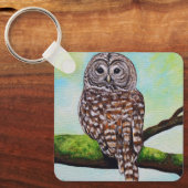 フクロウ絵画のキーチェーン キーホルダー (正面)
