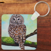 フクロウ絵画のキーチェーン キーホルダー (裏面)