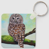 フクロウ絵画のキーチェーン キーホルダー (裏面)