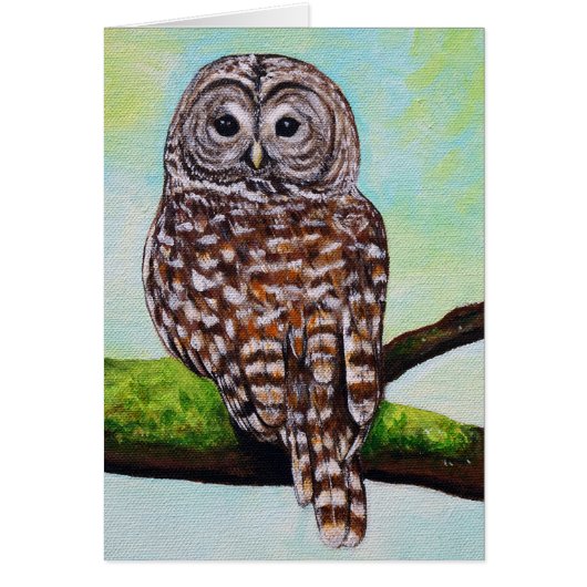 フクロウ絵画のグリーティングカード (正面)