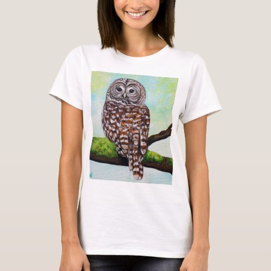 フクロウ絵画の Tシャツ (正面)