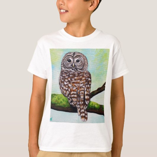 フクロウ絵画の Tシャツ (正面)