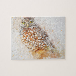 フクロウ絵画ズ 白素晴らし茶色フクロウ ジグソーパズル