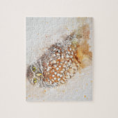 フクロウ絵画ズ |白素晴らし茶色フクロウ ジグソーパズル (縦)