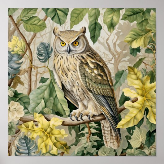 フクロウ絵画装飾品 ポスター (正面)