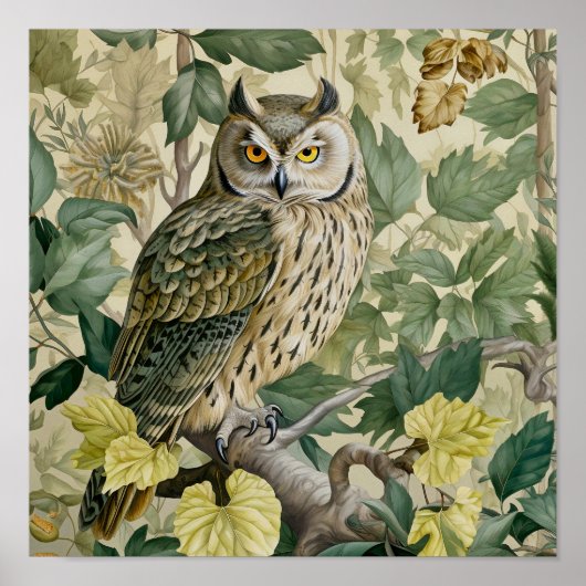 フクロウ絵画装飾品 ポスター (正面)