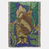 フクロウ緑の森葉の スローブランケット (正面縦)