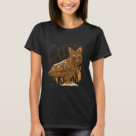 フクロウ美しい鳥の猫のプルオーバーおもしろいフッド Tシャツ (正面)