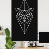 フクロウ美術幾何学的デザイン動物モダン抽象芸術 ポスター (ホームオフィス)