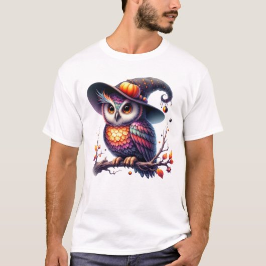 フクロウ羽毛魔法 Tシャツ (正面)
