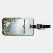 フクロウ自然恋人マウンテンランドスケープモノグラム名 ラゲッジタグ (正面横)