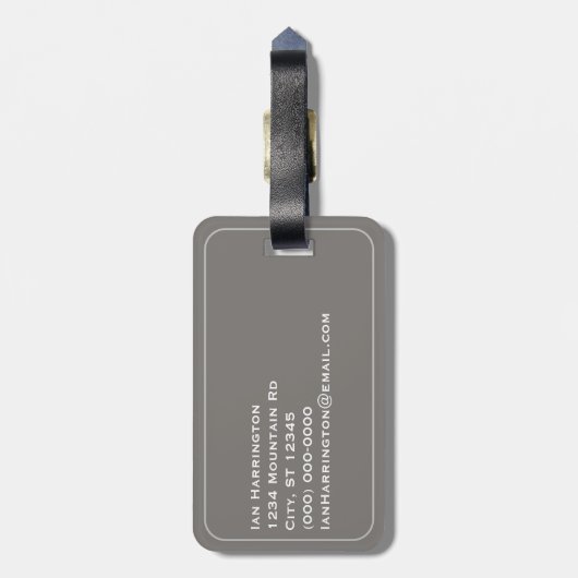 フクロウ自然恋人マウンテンランドスケープモノグラム名 ラゲッジタグ (裏面縦)