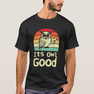 フクロウ良レトロヴィンテージフクロウ自然バードアニメーション Tシャツ