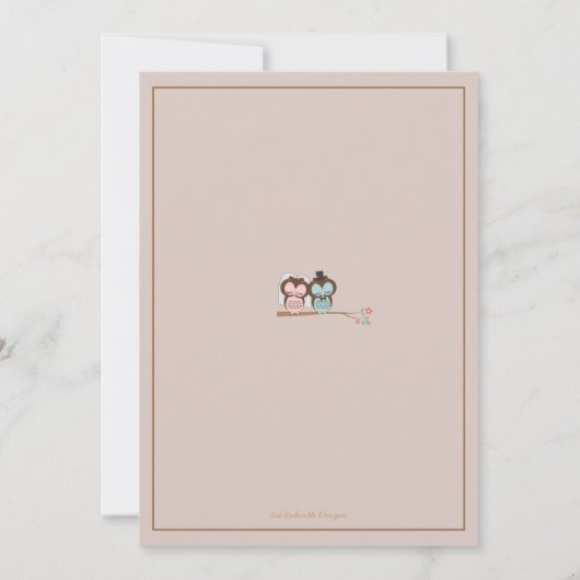 フクロウ花嫁·花婿さん,新郎新婦のお迎え 招待状 (裏面)