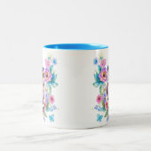 フクロウ芸術的フローラの色 ツートーンマグカップ (中央)