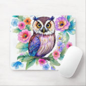 フクロウ芸術的フローラの色 マウスパッド (マウス)