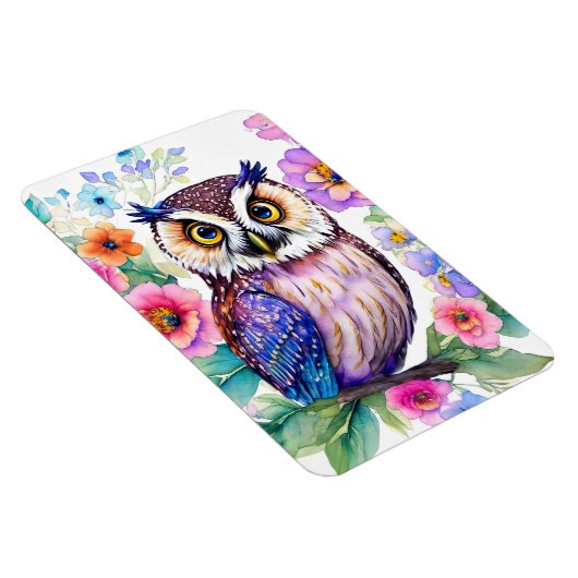 フクロウ芸術的フローラの色 マグネット (右側)
