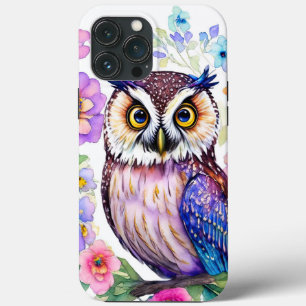 フクロウ芸術的フローラの色 iPhone 13 PRO MAXケース