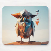 フクロウ芸術的ル青の幾何学的イラストレーション マウスパッド (正面)