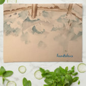 フクロウ茶タオル キッチンタオル (折り畳み)