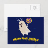 フクロウ葉書とハロウィーンの怖い夜 ポストカード (正面/裏面)