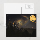 フクロウ葉書とハロウィーンの怖い夜 ポストカード (正面/裏面)