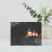 フクロウ葉書とハロウィーンの怖い夜 ポストカード (スタンド正面)