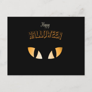 フクロウ葉書とハロウィーンの怖い夜 ポストカード