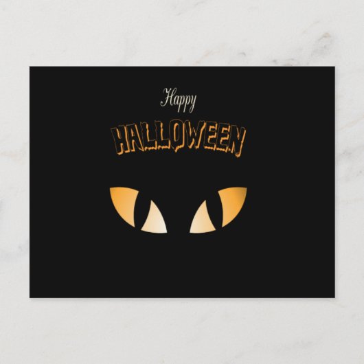 フクロウ葉書とハロウィーンの怖い夜 ポストカード (正面)