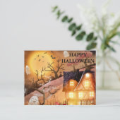 フクロウ葉書とハロウィーンの怖い夜 ポストカード (スタンド正面)