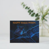 フクロウ葉書とハロウィーンの怖い夜 ポストカード (スタンド正面)