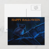 フクロウ葉書とハロウィーンの怖い夜 ポストカード (正面/裏面)