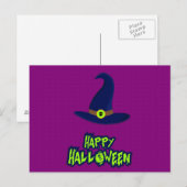 フクロウ葉書とハロウィーンの怖い夜 ポストカード (正面/裏面)