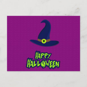 フクロウ葉書とハロウィーンの怖い夜 ポストカード