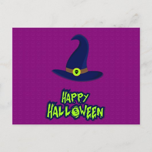 フクロウ葉書とハロウィーンの怖い夜 ポストカード (正面)