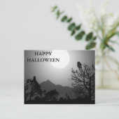 フクロウ葉書とハロウィーンの怖い夜 ポストカード (スタンド正面)