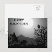 フクロウ葉書とハロウィーンの怖い夜 ポストカード (正面/裏面)