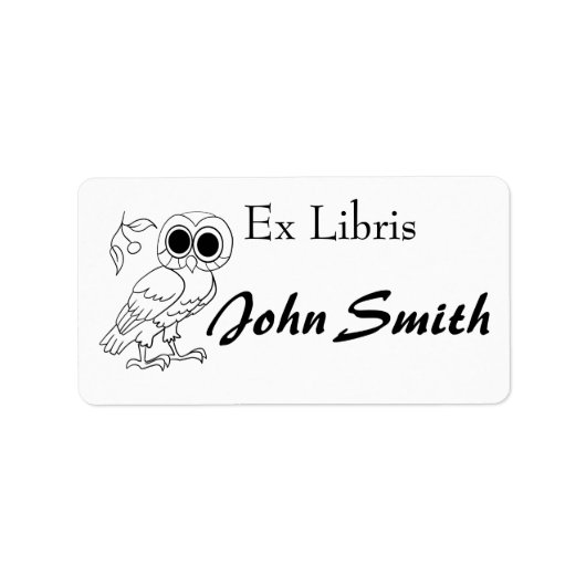 フクロウ蔵書票 ラベル (正面)