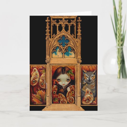 "フクロウ蝶トリプティク"の挨拶状 カード (正面)