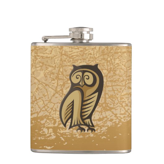 フクロウ記号の色 フラスク (正面)