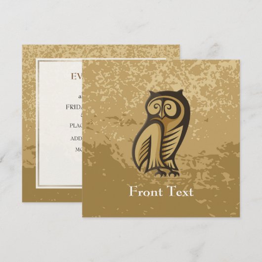 フクロウ記号の色 招待状 (正面/裏面)