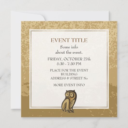 フクロウ記号の色 招待状 (裏面)