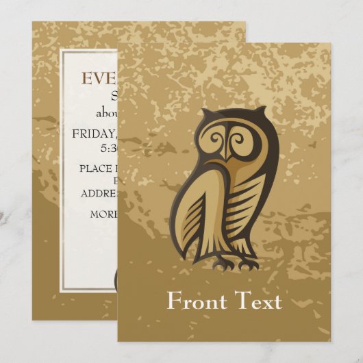 フクロウ記号の色 招待状 (正面/裏面)