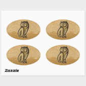 フクロウ記号の色 楕円形シール (シート)