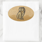 フクロウ記号の色 楕円形シール (バッグ)