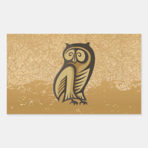 フクロウ記号の色 長方形シール