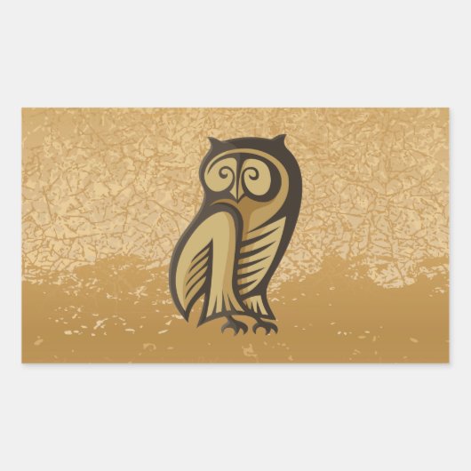 フクロウ記号の色 長方形シール (正面)