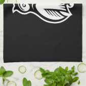 フクロウ記号（白） キッチンタオル (折り畳み)