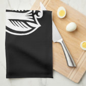 フクロウ記号（白） キッチンタオル (四つ折り)